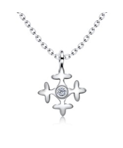 Cross Square CZ Silver Necklace SPE-3618